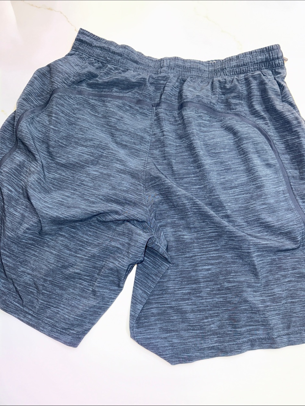 lululemon athletica Heathered Blue Performance Shorts Pace Breaker - Picture 2 of 5